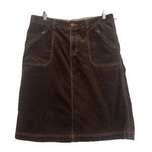 VTG Eddie Bauer Skirt Brown Corduroy Skirt Pencil Academia  Pockets Preppy